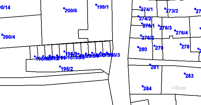 Parcela st. 195/4 v KÚ Třešť, Katastrální mapa