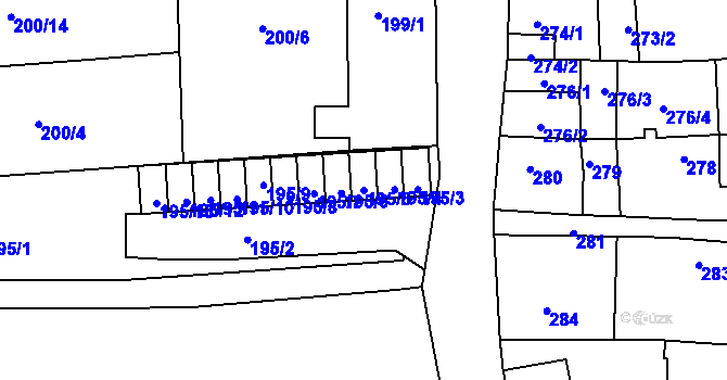 Parcela st. 195/5 v KÚ Třešť, Katastrální mapa