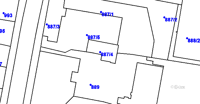 Parcela st. 887/4 v KÚ Třešť, Katastrální mapa