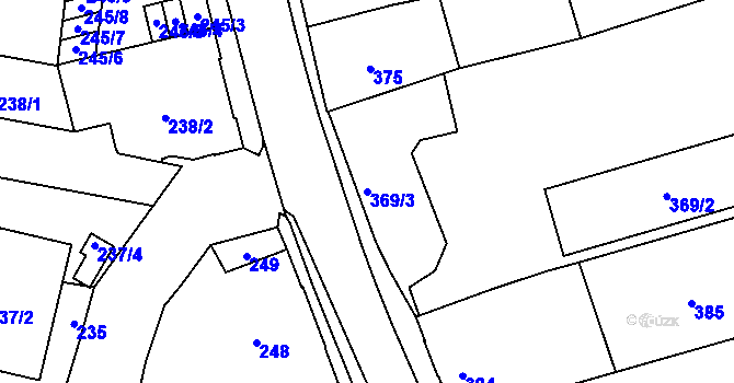 Parcela st. 369/3 v KÚ Třešť, Katastrální mapa