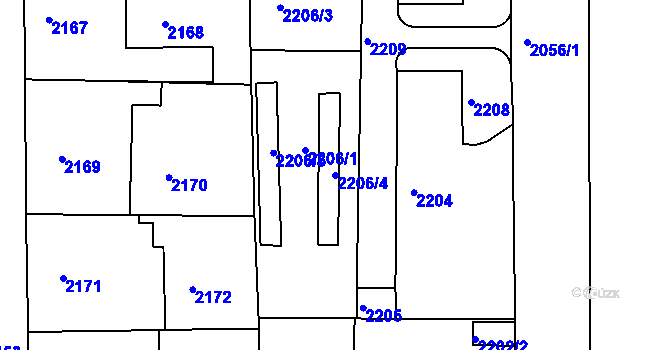 Parcela st. 2206/4 v KÚ Třešť, Katastrální mapa