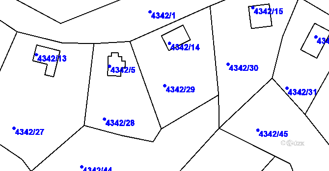 Parcela st. 4342/29 v KÚ Třešť, Katastrální mapa