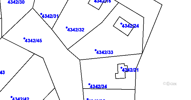 Parcela st. 4342/33 v KÚ Třešť, Katastrální mapa