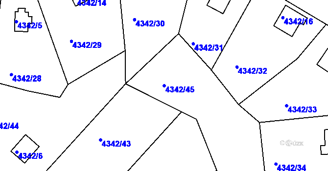 Parcela st. 4342/45 v KÚ Třešť, Katastrální mapa
