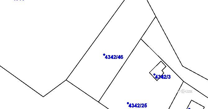 Parcela st. 4342/46 v KÚ Třešť, Katastrální mapa