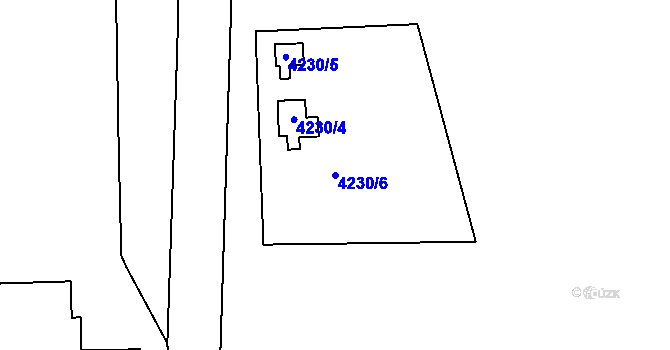Parcela st. 4230/6 v KÚ Třešť, Katastrální mapa