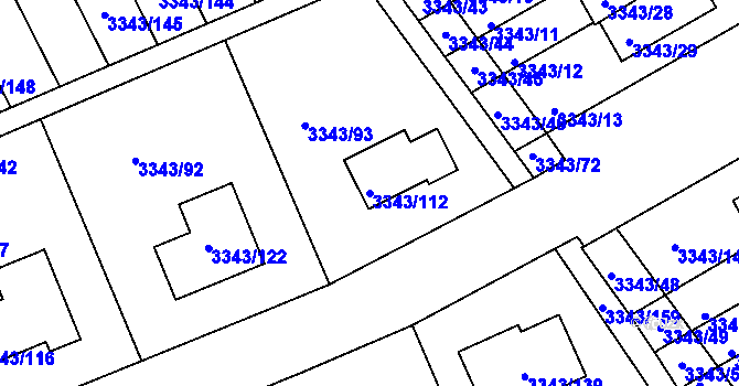 Parcela st. 3343/112 v KÚ Třešť, Katastrální mapa
