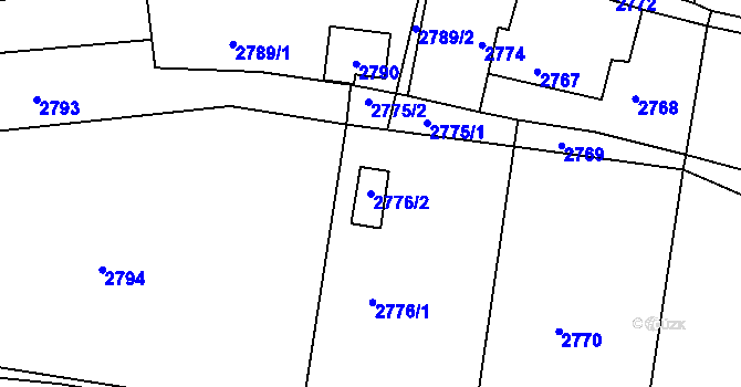 Parcela st. 2776/2 v KÚ Třešť, Katastrální mapa