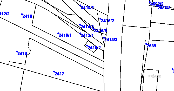 Parcela st. 2419/2 v KÚ Třešť, Katastrální mapa