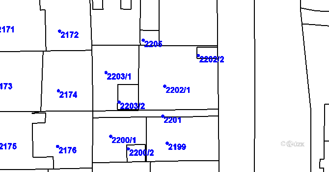 Parcela st. 2202/1 v KÚ Třešť, Katastrální mapa
