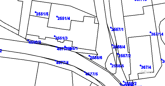Parcela st. 2551/3 v KÚ Třešť, Katastrální mapa