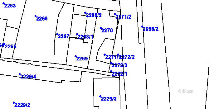 Parcela st. 2271/1 v KÚ Třešť, Katastrální mapa