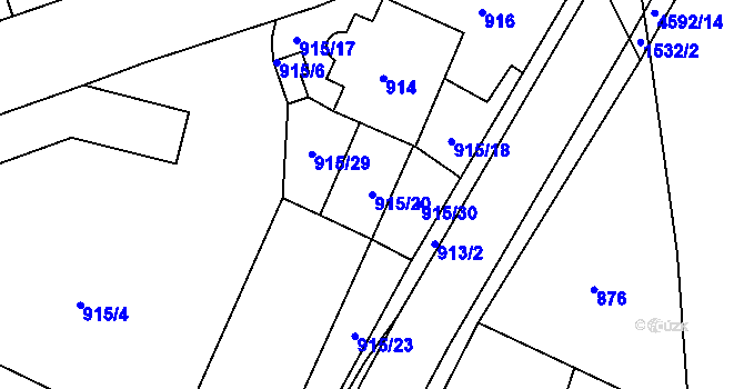 Parcela st. 915/20 v KÚ Třešť, Katastrální mapa