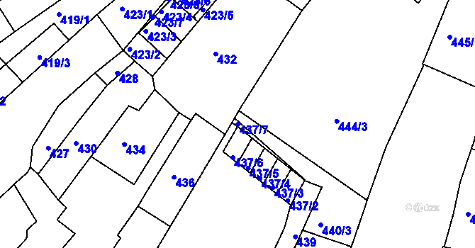 Parcela st. 437/7 v KÚ Třešť, Katastrální mapa