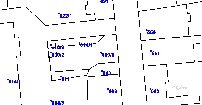 Parcela st. 609/1 v KÚ Třešť, Katastrální mapa