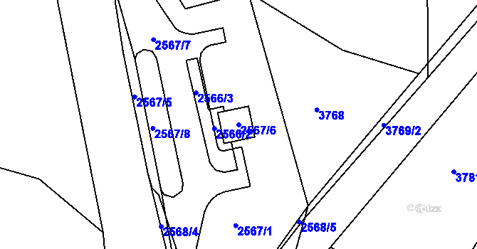 Parcela st. 2567/6 v KÚ Třešť, Katastrální mapa