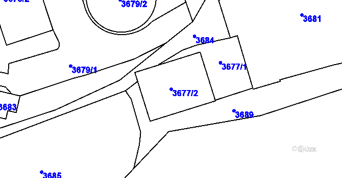 Parcela st. 3677/2 v KÚ Třešť, Katastrální mapa