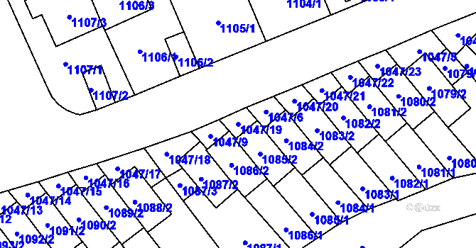 Parcela st. 1047/19 v KÚ Třešť, Katastrální mapa