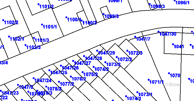 Parcela st. 1047/29 v KÚ Třešť, Katastrální mapa