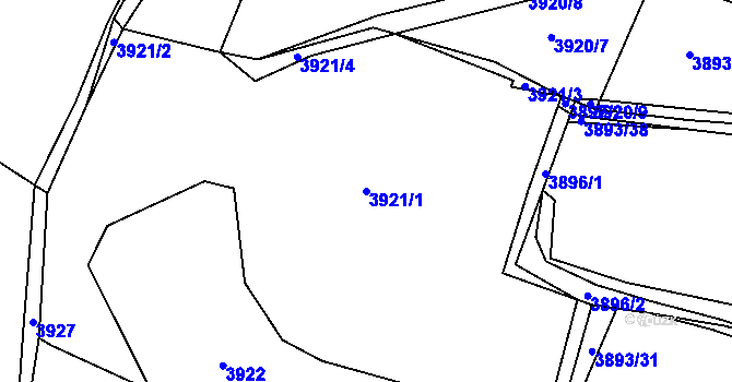 Parcela st. 3921/1 v KÚ Třešť, Katastrální mapa