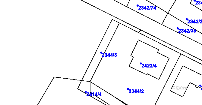 Parcela st. 2344/3 v KÚ Třešť, Katastrální mapa
