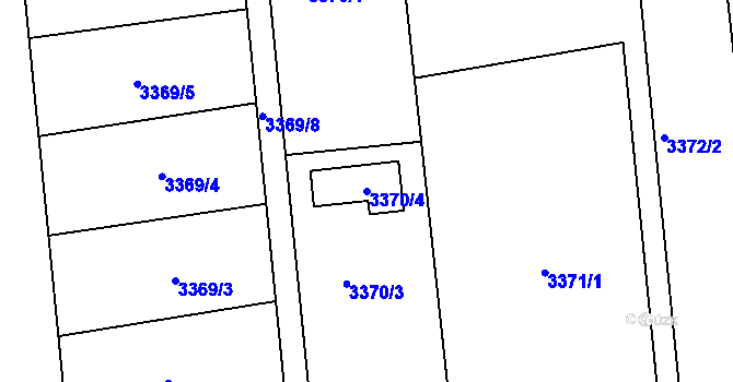 Parcela st. 3370/4 v KÚ Třešť, Katastrální mapa