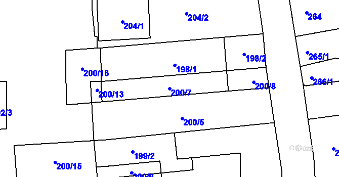 Parcela st. 200/7 v KÚ Třešť, Katastrální mapa