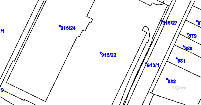 Parcela st. 915/22 v KÚ Třešť, Katastrální mapa