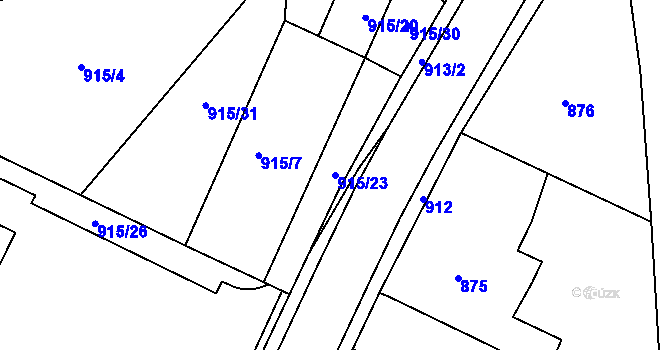 Parcela st. 915/23 v KÚ Třešť, Katastrální mapa