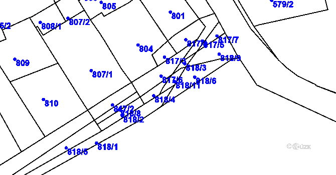 Parcela st. 803/1 v KÚ Třešť, Katastrální mapa