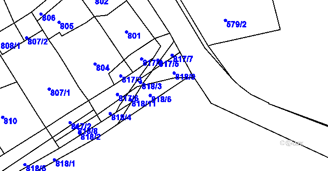 Parcela st. 803/2 v KÚ Třešť, Katastrální mapa
