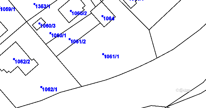 Parcela st. 1061/1 v KÚ Třešť, Katastrální mapa