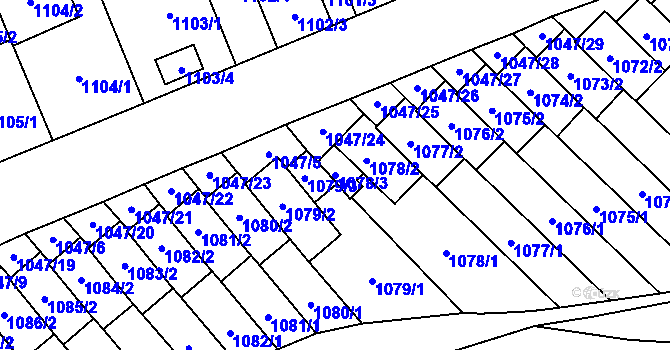 Parcela st. 1078/3 v KÚ Třešť, Katastrální mapa