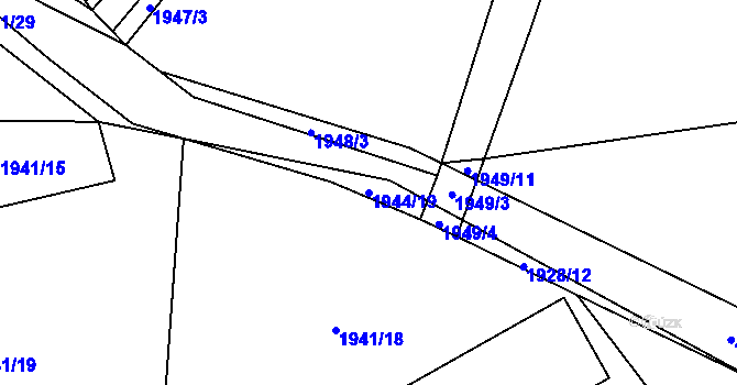 Parcela st. 1944/19 v KÚ Třešť, Katastrální mapa