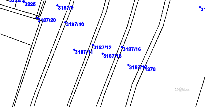 Parcela st. 3187/15 v KÚ Třešť, Katastrální mapa