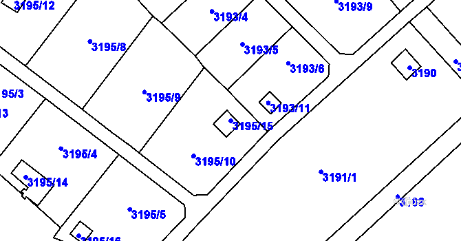 Parcela st. 3195/15 v KÚ Třešť, Katastrální mapa