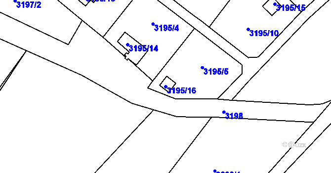 Parcela st. 3195/16 v KÚ Třešť, Katastrální mapa