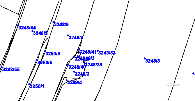 Parcela st. 3248/33 v KÚ Třešť, Katastrální mapa