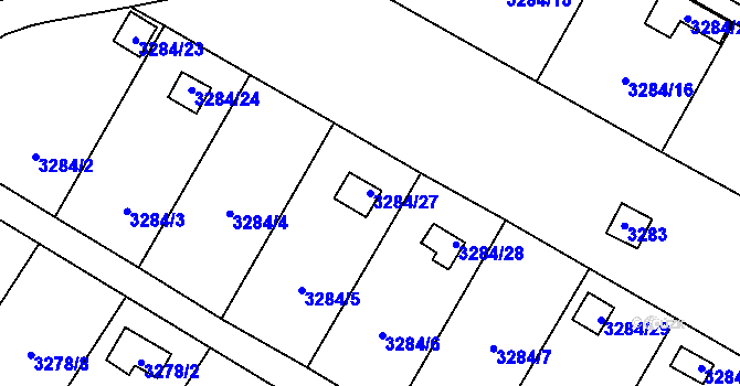 Parcela st. 3284/27 v KÚ Třešť, Katastrální mapa