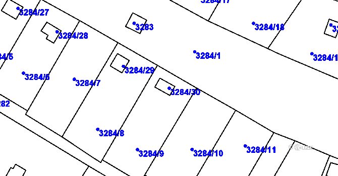 Parcela st. 3284/30 v KÚ Třešť, Katastrální mapa
