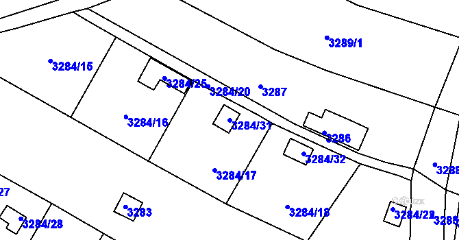 Parcela st. 3284/31 v KÚ Třešť, Katastrální mapa