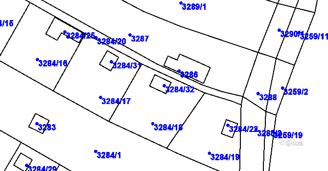 Parcela st. 3284/32 v KÚ Třešť, Katastrální mapa