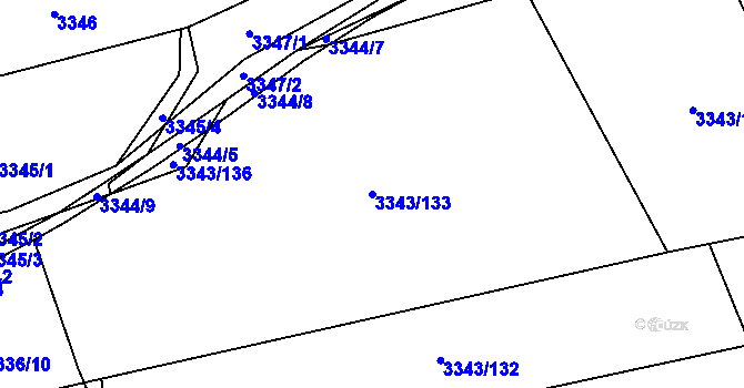 Parcela st. 3343/133 v KÚ Třešť, Katastrální mapa