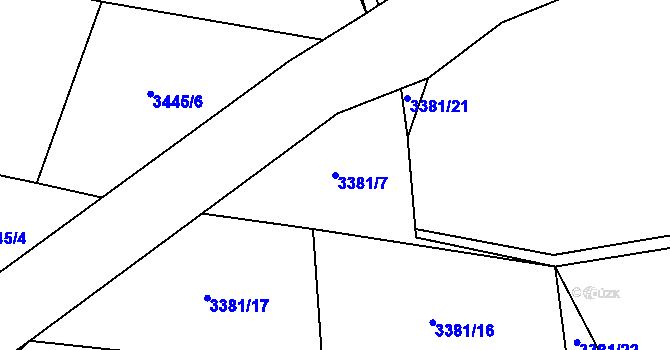 Parcela st. 3381/7 v KÚ Třešť, Katastrální mapa