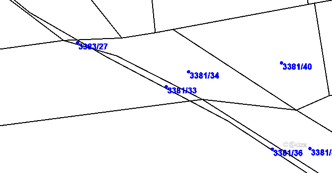Parcela st. 3381/33 v KÚ Třešť, Katastrální mapa