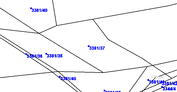 Parcela st. 3381/37 v KÚ Třešť, Katastrální mapa