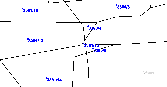 Parcela st. 3381/43 v KÚ Třešť, Katastrální mapa