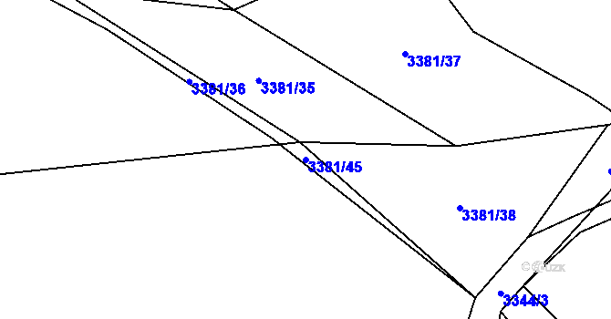 Parcela st. 3381/45 v KÚ Třešť, Katastrální mapa