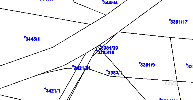 Parcela st. 3383/19 v KÚ Třešť, Katastrální mapa