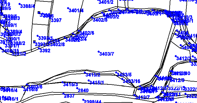 Parcela st. 3403/7 v KÚ Třešť, Katastrální mapa